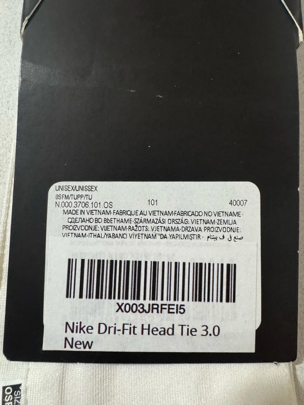 Nike White Headband with Black Swoosh NWT